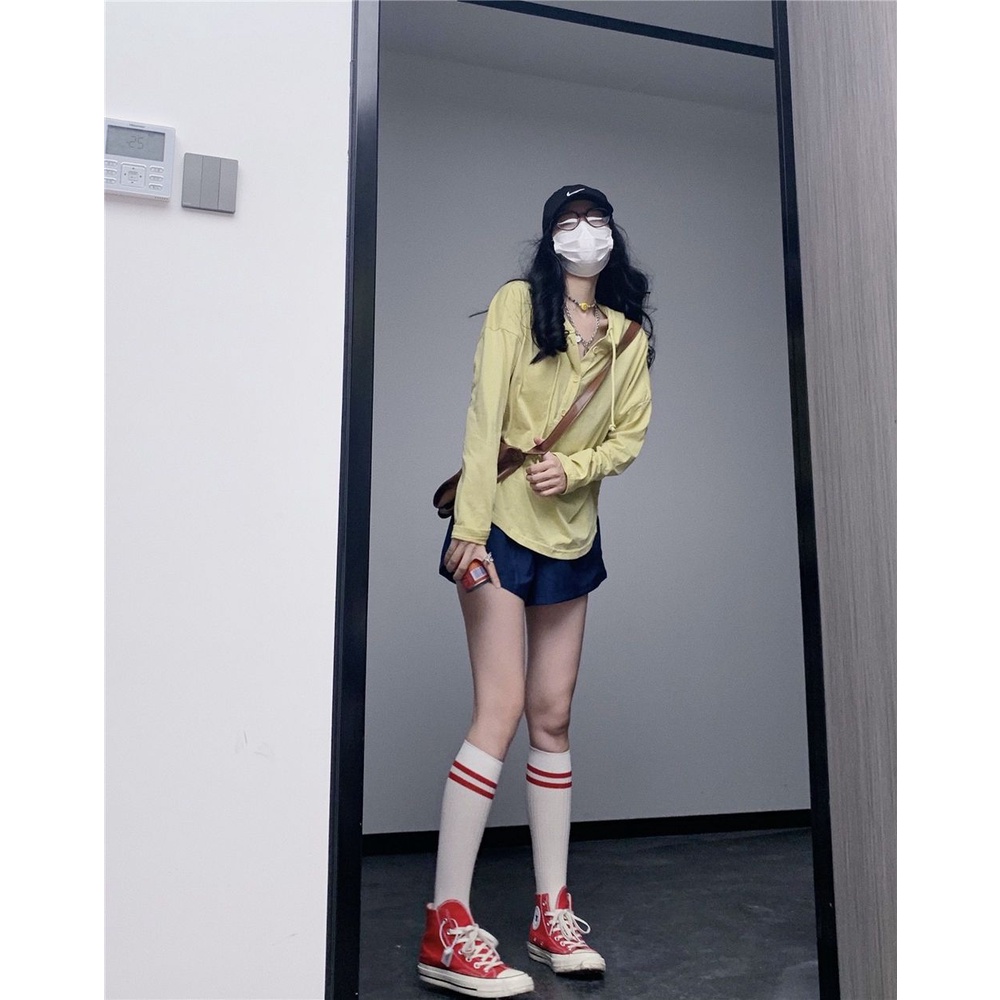 #Sisjuly# 2022Olahraga Kasual Gaya Dua Potong Baju Wanita Hoodie Lengan PanjangTKemeja Tipis Atas+Longgar Hot