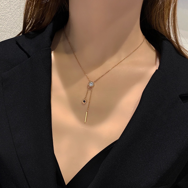 Kalung Choker Bahan Titanium Warna Rose Gold