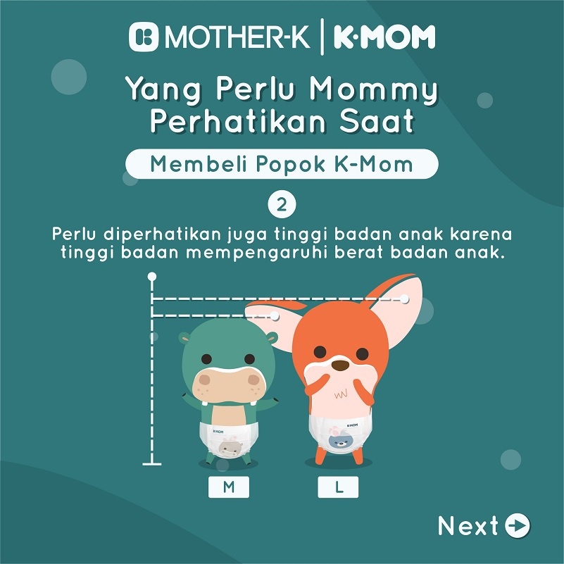 Mother-K K-Mom Dual Story Diaper Medium (M) 60pcs Diapers Tape Popok Perekat Bayi dan Anak WHS