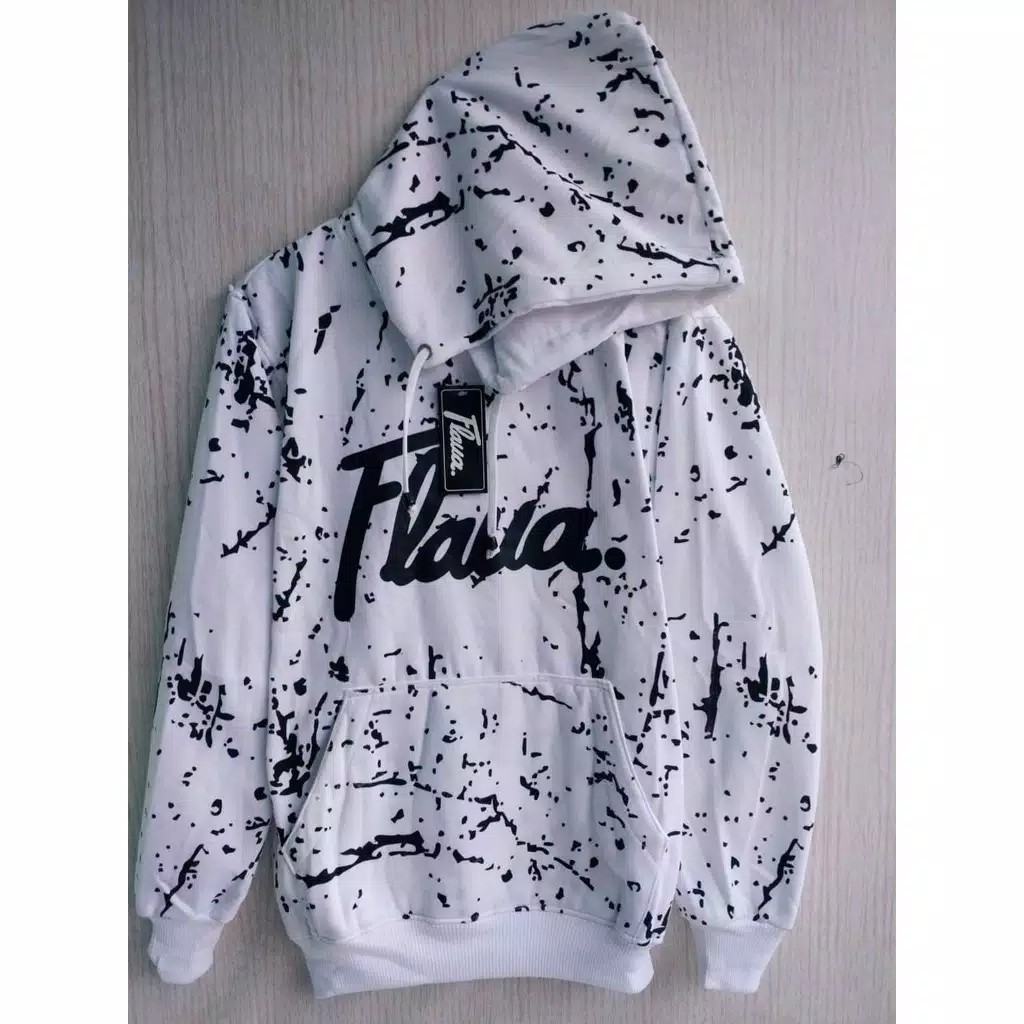 [Bayar Di Tempat] Jaket FLAVA Full Print Putih Teballl