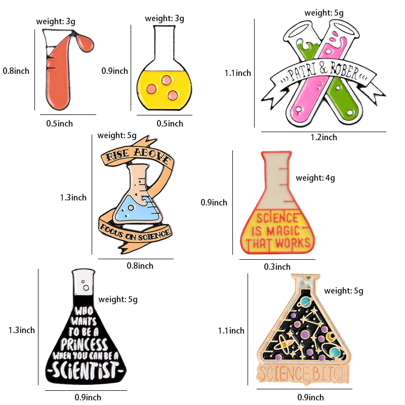 Bros Pin Enamel Desain Botol Kimia Erlenmeyer Untuk Anak