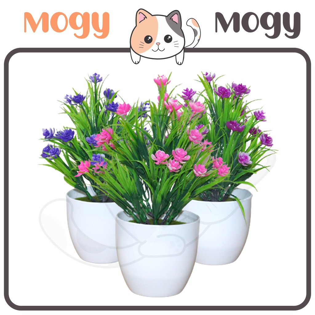 MOGYMOGY PT39 Pot Tanaman Hias Bunga Hias Plastik Ornamen Pot Bongsai Artificial Flower Decoration