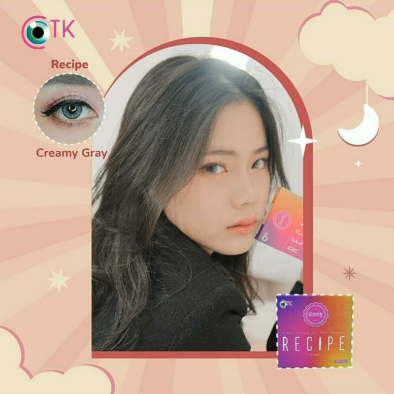 Softlens Warna RECIPE MINUS &amp; NORMAL CREAMY GREY 14.5 MM -0.50 S.D -6.00 / Soflen Softlen by CTK