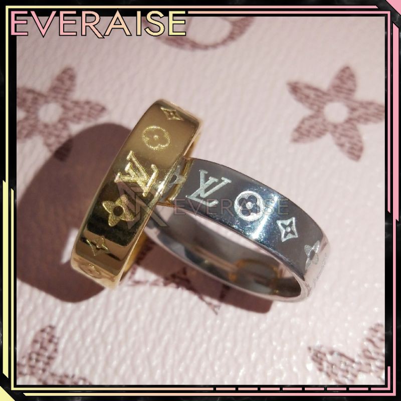 Cincin Stainless Steel Wanita 4 mm dan 6 mm - LV Engraved