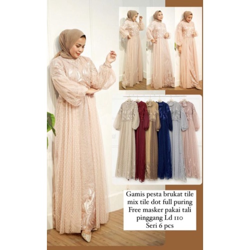 gamis pesta burkat tile tangan balon
