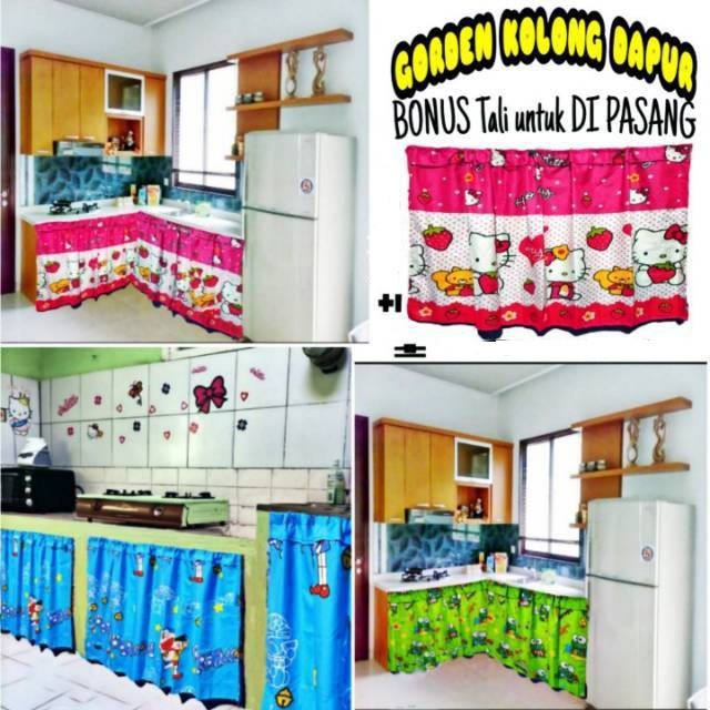 Gorden Kolong Dapur Tirai Hello kitty Korden Kolong Shabby Doremon Horden Kolong Dapur
