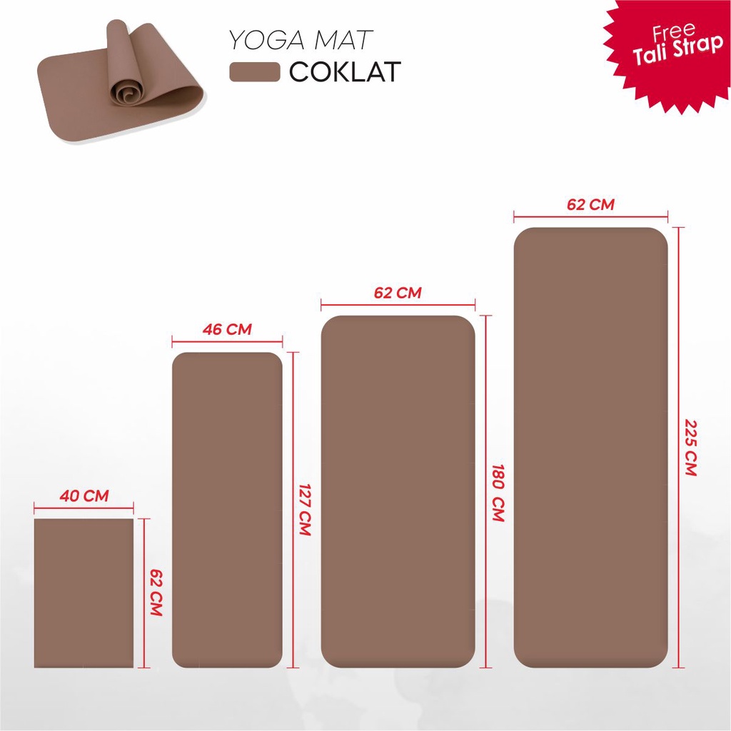 Hawah_Store Matras Olahraga Alas Yoga Senam Mat Tebal 5mm Workout Outdoor Indoor (002)-SABLE BROWN