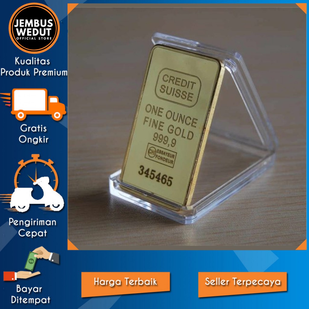 Mahar Nikah Souvenir - Replika Emas Batangan Credit Suisse Gold Plated 24K