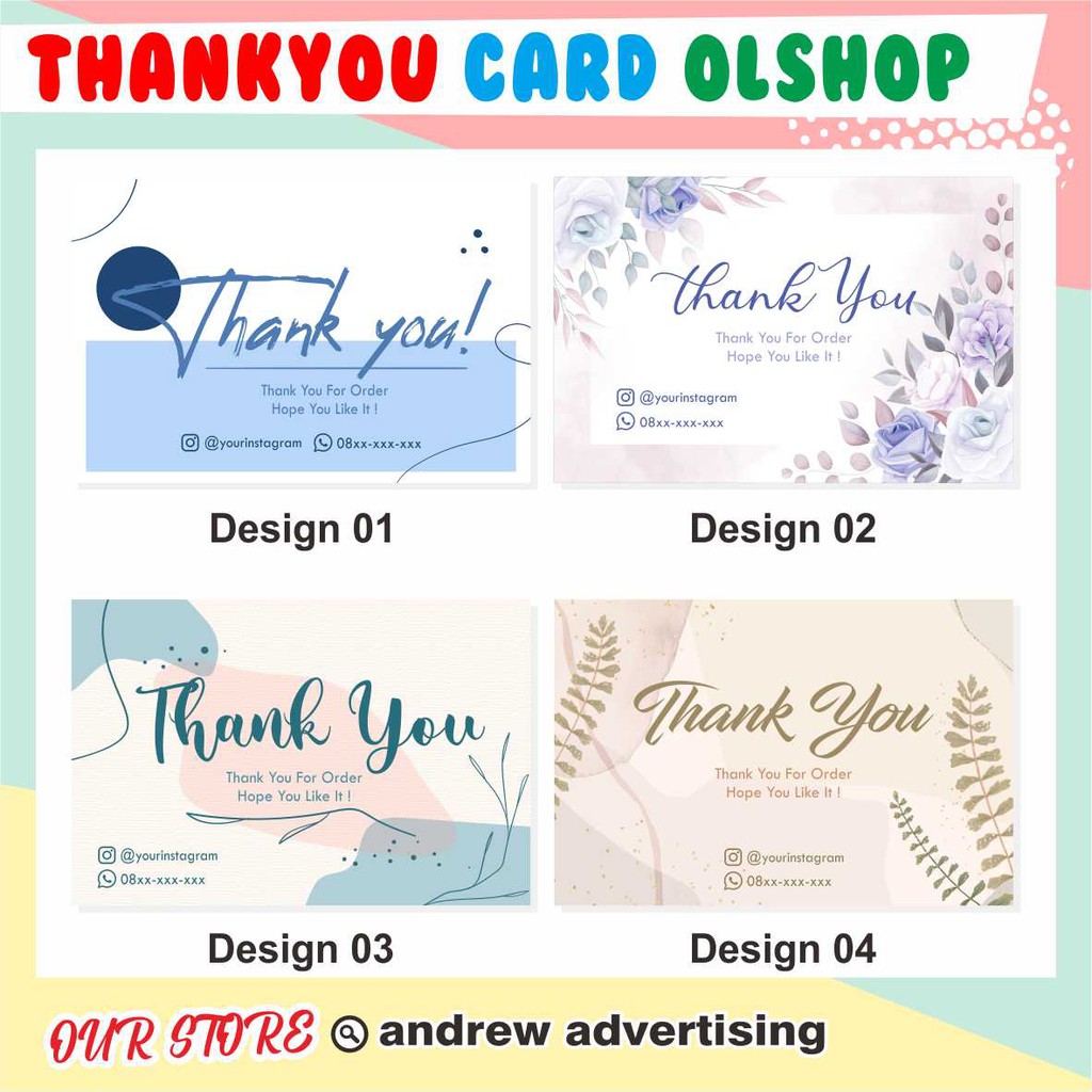 KARTU UCAPAN TERIMAKASIH UNTUK ONLINE SHOP / THANK YOU CARD