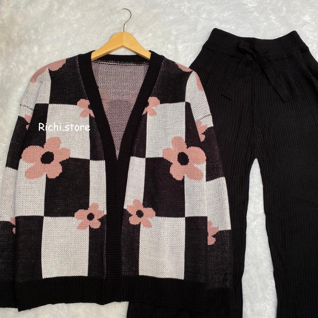 One set rajut camelia outer baju celana kulot