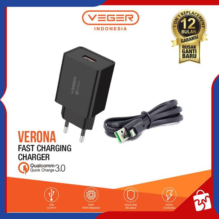 Travel Charger Cas VEGER VERONA FAST CHARGING QUALCOMM QC 3.0A