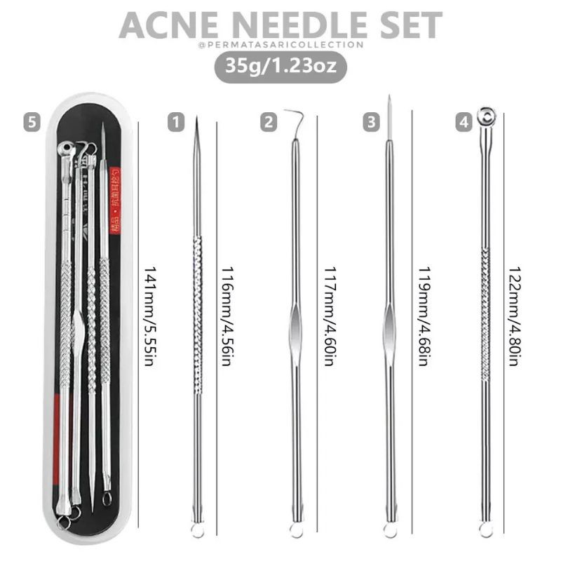 Alat Pencabut Pinset Pencetan Jerawat Komedo 2 4 Set Acne Removal Remover Face Care Tool Pimple Needle Kit