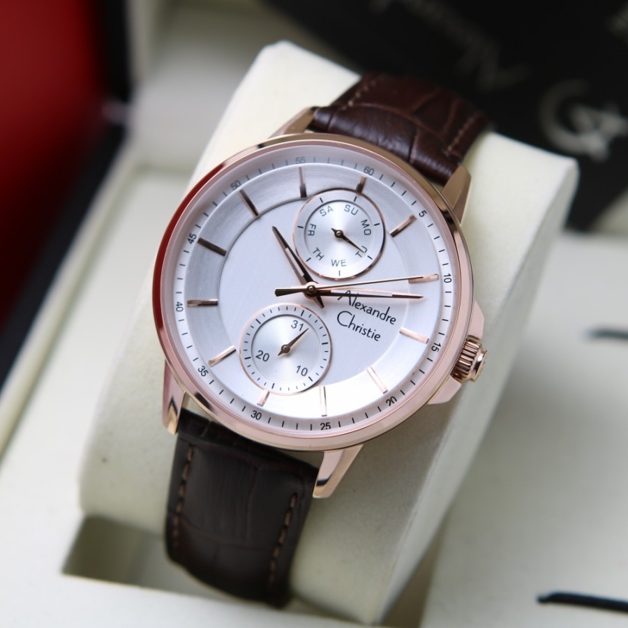 [Free Baterai] JAM TANGAN PRIA ALEXANDRE CHRISTIE AC 6576 LEATHER ORIGINAL GARANSI RESMI 1 TAHUN