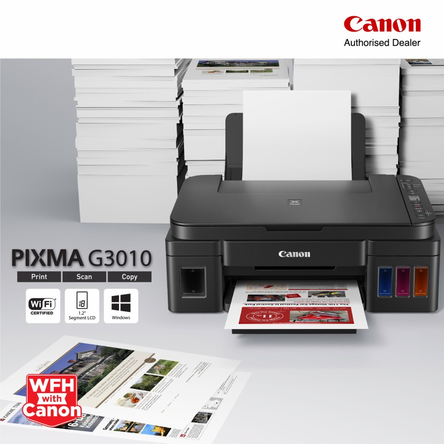 Printer Canon G3010 PIXMA G-3010 TINTA ORIGINAL 100% Print Scan Copy WiFi GARANSI RESMI CA91 / CA92 / GI-790 - Ink Tank Infus