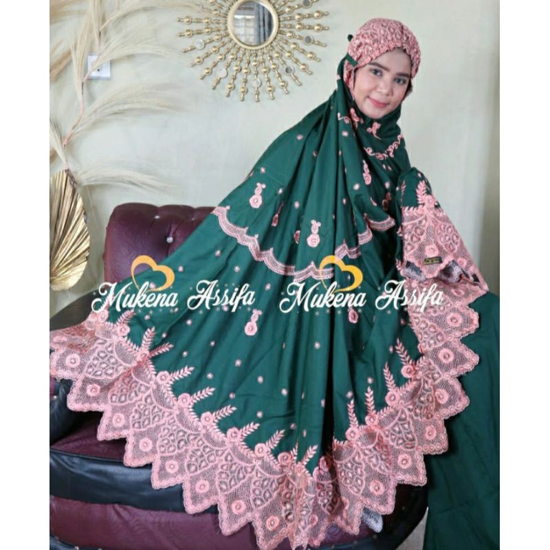 MUKENA BORDIR PADANG BORDIR KELILING HIJAU BOTOL