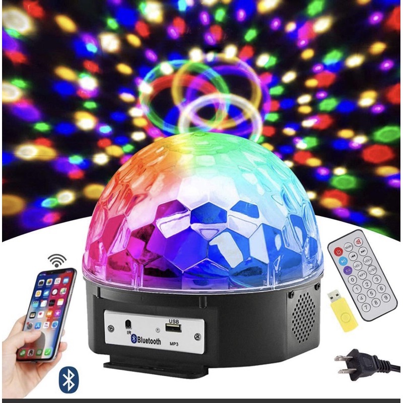 Lampu Disco Besar Profesional 6 Warna Sensor Suara dengan RGB MP3 Player bluetooth