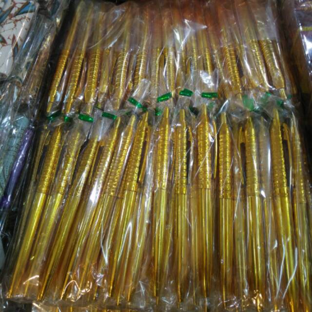 

Souvenir pernikahan bolpen gold bks plastik