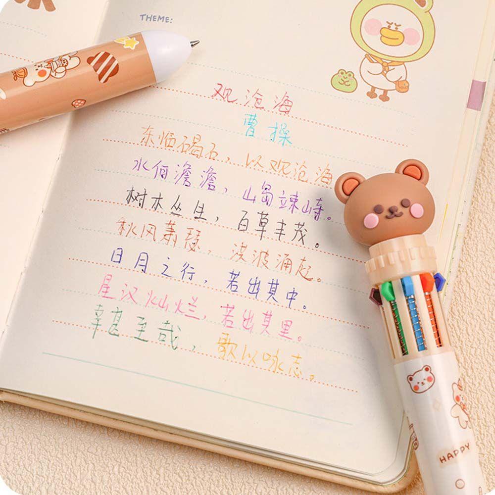Pena Bolpoin Beruang Kartun Agustina Lucu Kawaii Perlengkapan Menulis Belajar Handwriting Perlengkapan Kantor Pulpen Menulis Siswa