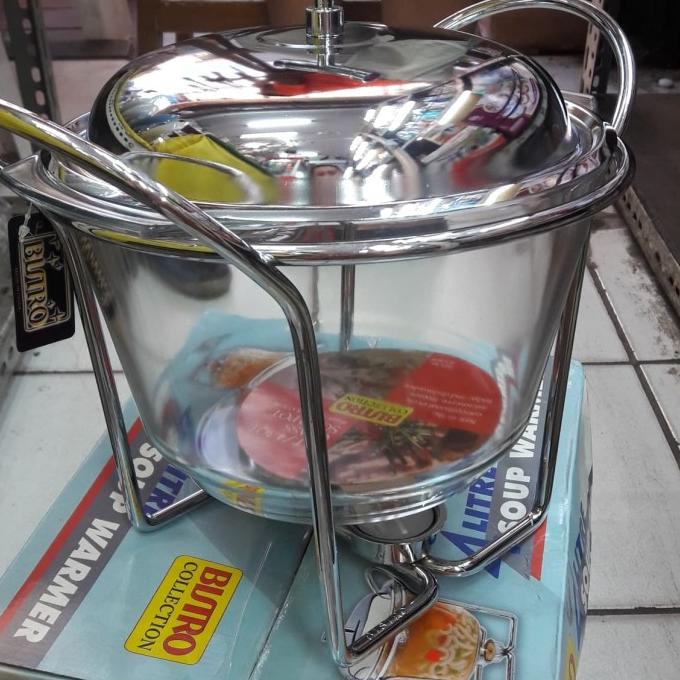 Pemanas kaca pyrex merk BISTRO 4liter/ soup warmer/panci kaca sop