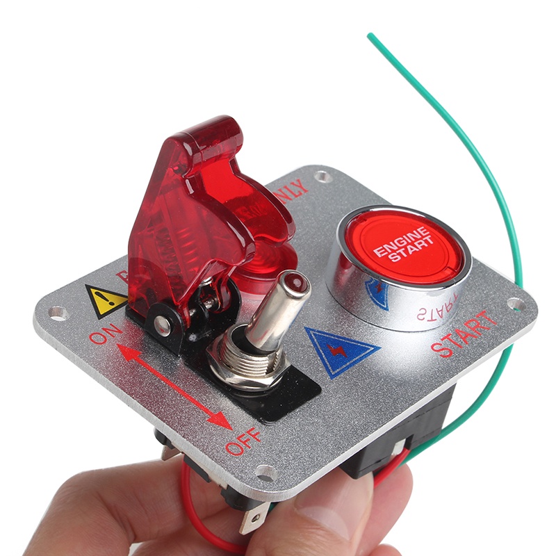 Sun 12V Mesin Mobil Balap Start Push Button Ignition Switch Panel Merah LED Toggle