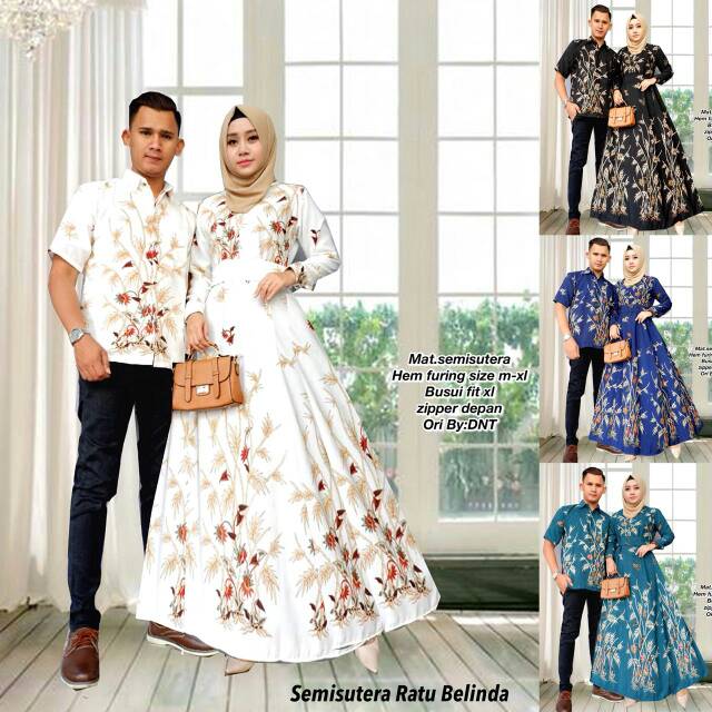 Jual Baju Batik Semisutra Couple Ratu Belinda Batik Sarimbit Geser