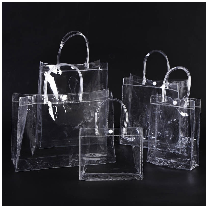 Mika Transparant Tas Tenteng Varian size transparan hampers Kota Tebal banyak ukuran PVC Polos Goodie Bag Souvenir Gift  Ulang Tahun Bening Tote Mini  Chikoisme NR