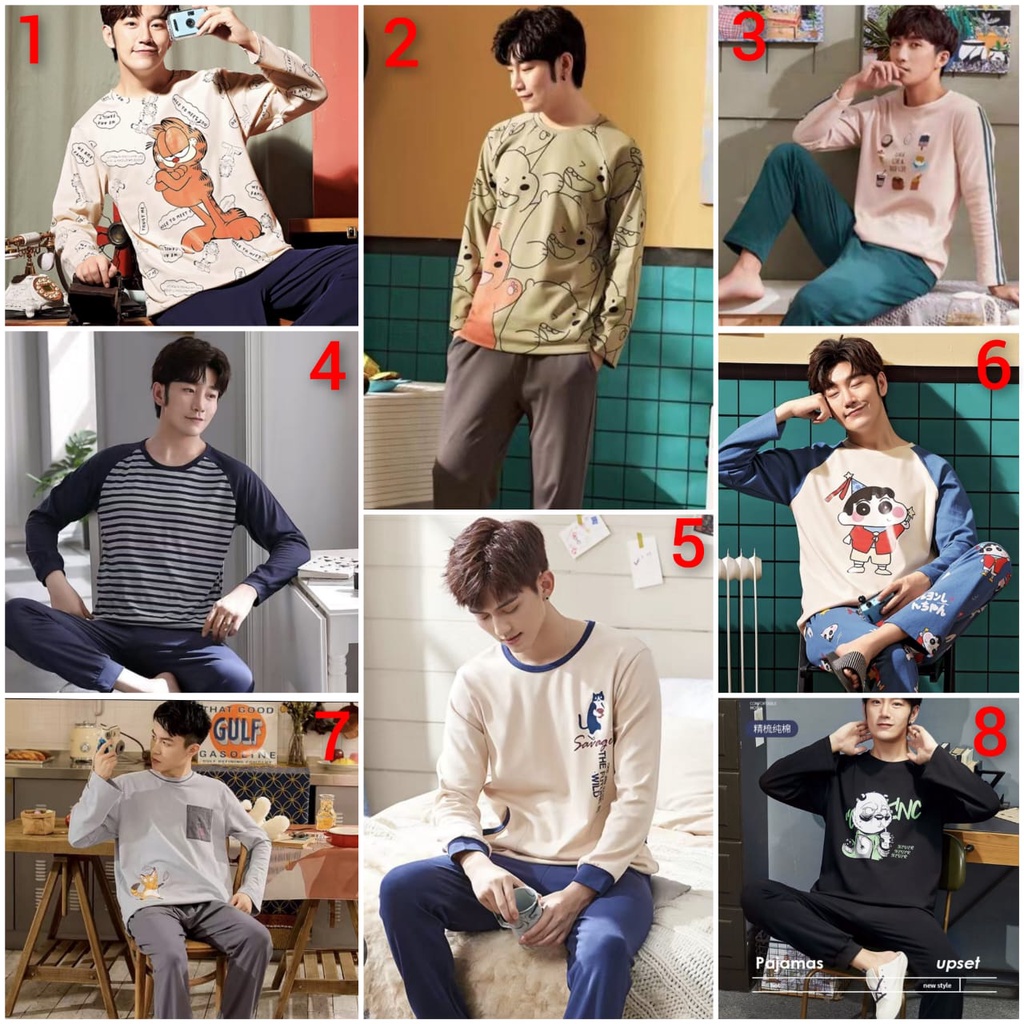 SET PAJAMAS KAOS PIYAMA BAJU TIDUR PRIA DEWASA PP IMPORT LENGAN CELANA PANJANG SETELAN SETCEL ONE SE