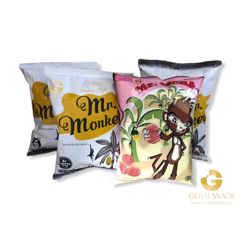 Mr Monkey Keripik Pisang Kepok Khas Lampung Taburan Bumbu Tebal Renyah (140gr)