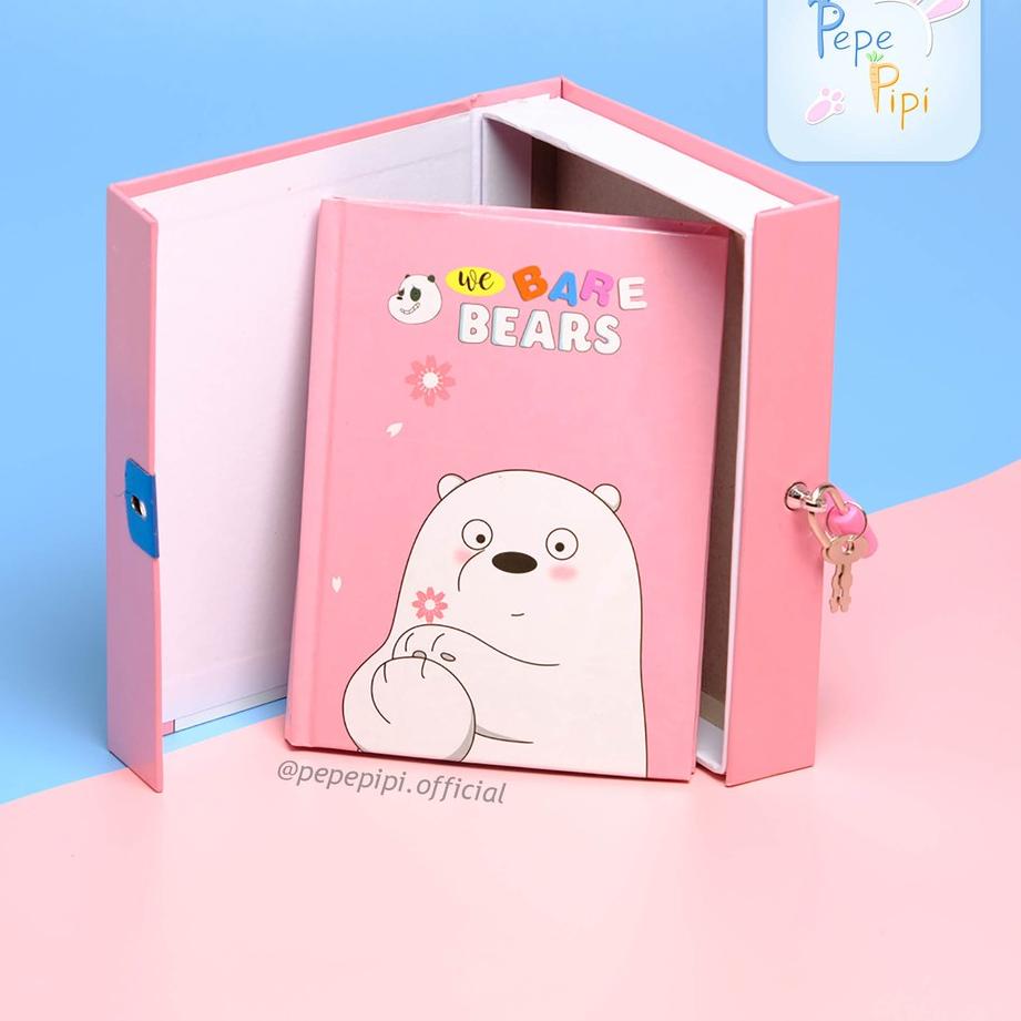 

[KODE FZEKK] Buku Diary WBB We Bare Bear Note Book Dengan Kunci Gembok Tebal
