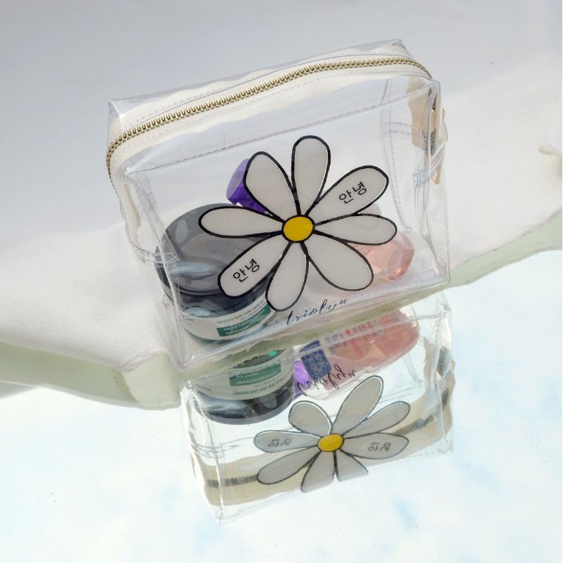 DAISY POUCH TRANSPARAN ( pouch makeup, organizer)