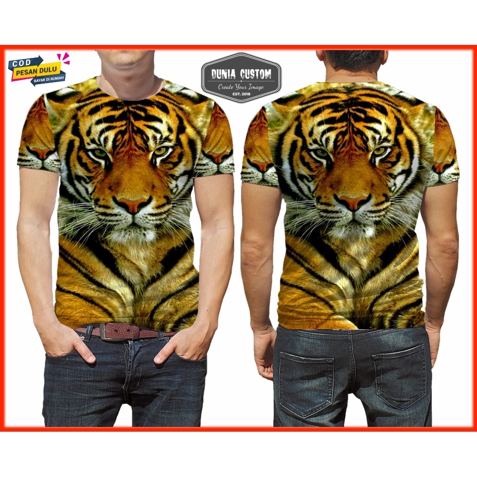 Kaos Motif Macan - Baju Pria Harimau Fullprint - Baju Kaos Tshirt Harimau Sumatra Terbaru
