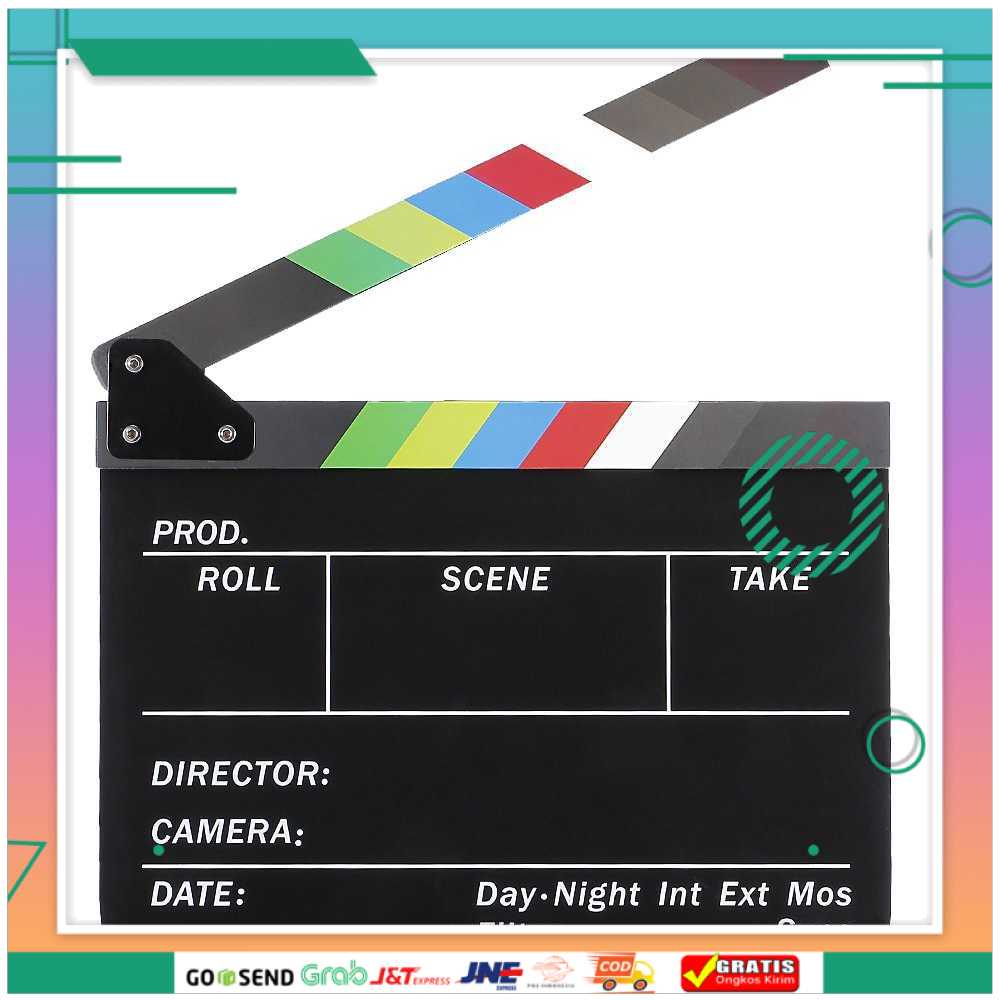 (BISA COD) FTIHSHPSTUDIO Profesional Clapper Board Colorful Acrylic - TS-3EL