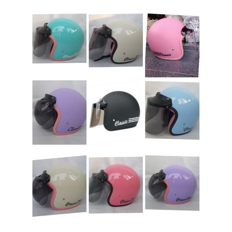 [COD] Helm pastel lilac wanita helm bogo classic retro jpn tosca pria murah terlaris sni helm motor