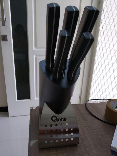 Pisau Dapur Set 5pc + Tempat Stainless Steel Oxone Knife Block Set Ox-972 - Ox972 Original