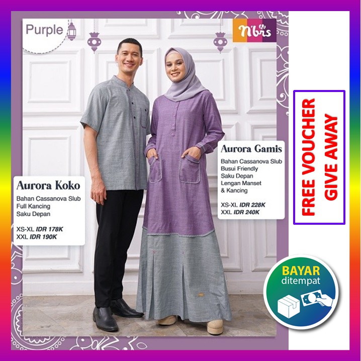 NIbras Couple Baju Koko Gamis Kapelan Suami Istri Muslim Pasangan Ayah Ibu Terbaru 2021 Terlaris COD