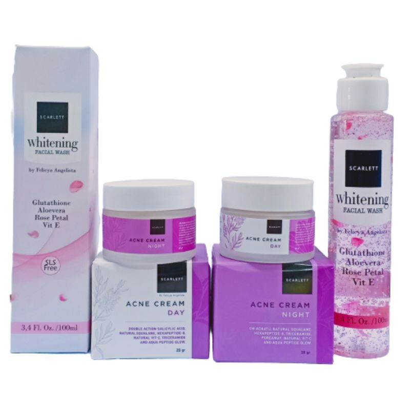 Paket 3 Produk Scarlett ( Cream Siang Dan Malam Facial Wash )