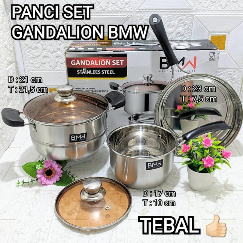 Panci Set Gandalion 3 Pcs Stainless Steel BMW