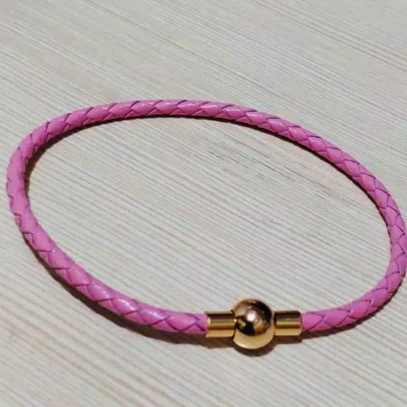 gelang tali kulit kuncian magnet