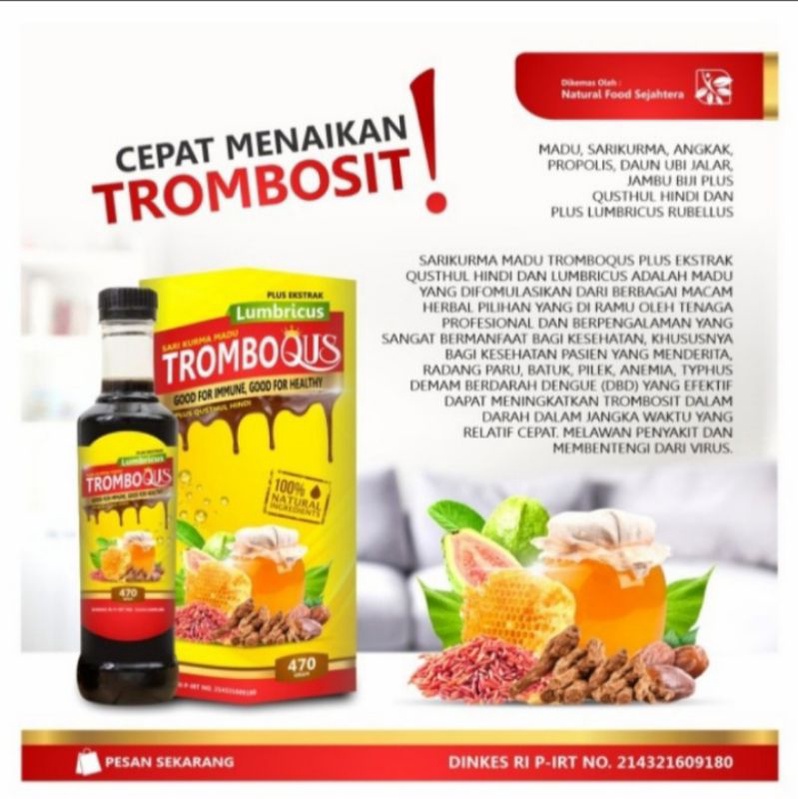 Sari Kurma Tromboqus plus lumbricus  470 gram cepat menaikan trombosit