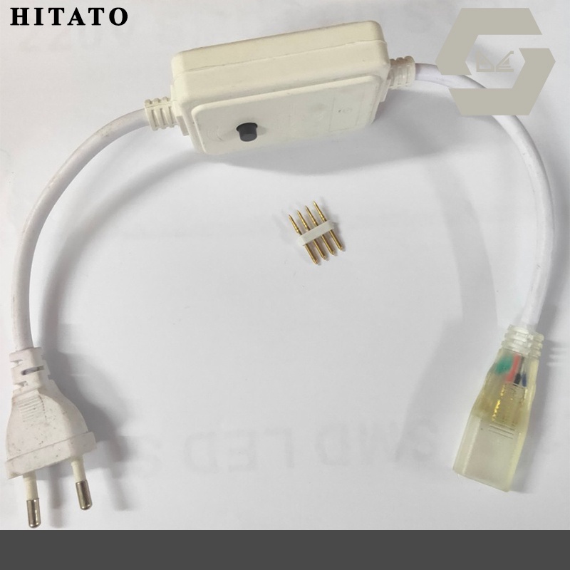 Soket Steker Adaptor Trafo Lampu Selang SMD 4 Pin LED Strips Light 5050 RGB AC 220V