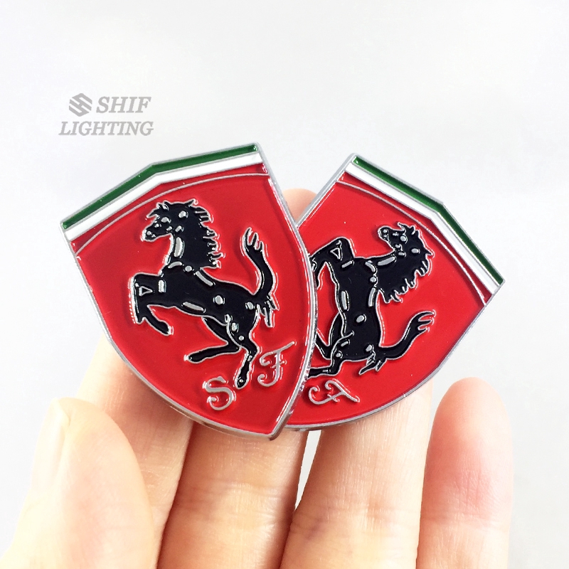 2pcs Stiker Emblem Logo Sf Horse Bahan Metal Untuk Ferrari