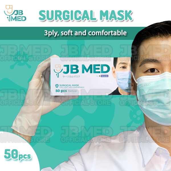 JB MED Surgical Mask - Masker Medis 3 ply (1 Box @50 Pcs)