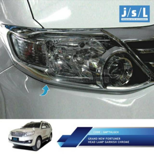 Garnish lampu depan Grand Fortuner hitam, chrome / head lamp garnish jsl