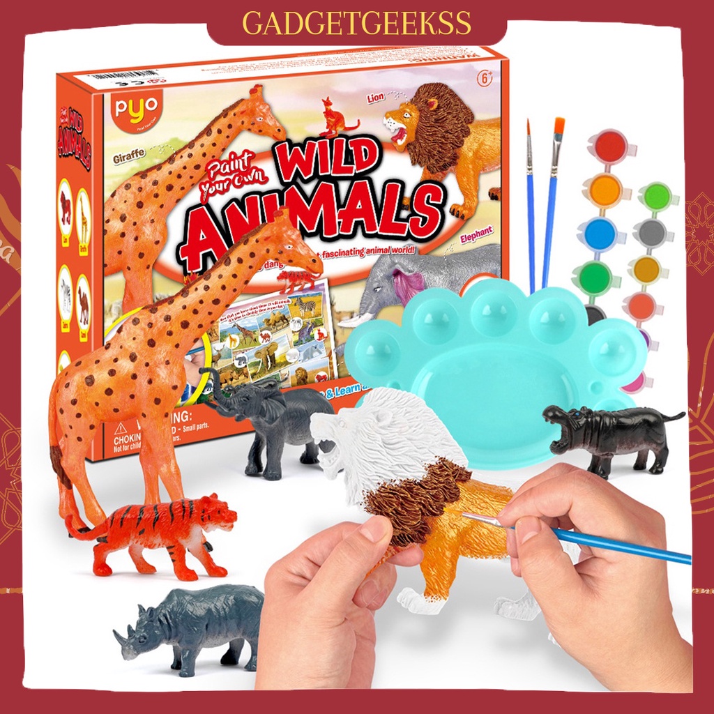 Mainan Montessori Melukis Binatang 3D Wild Animal Painting Set Mainan Binatang