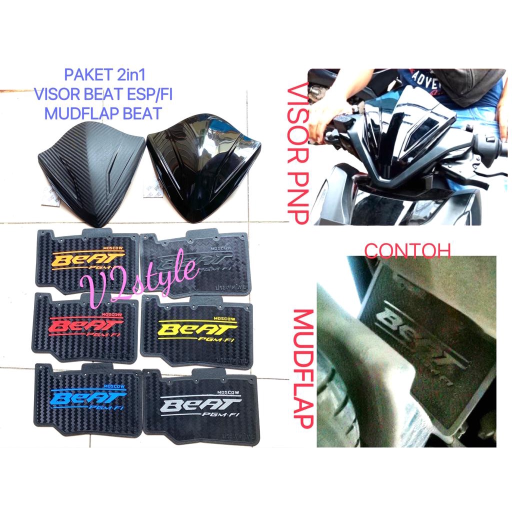 PAKET 2IN1 VISOR + MUDFLAP BEAT ESP FI PNP VISOR WINDSHILED BEAT HITAM KARBON WINSIL HONDA BEAT ESP FI 2015 2016 2017 2018 2019 VISOR VARIO 125 150 MUDFLAP PENAHAN LUMUR KARET KOLONG MESIN DINAMO PELINDUNG MESIN KARBON THAILAND MUPFLAP MUTFLAP BEAT