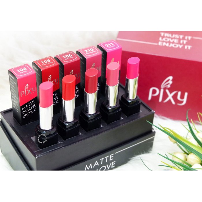 ✨LACIKOSME✨ PIXY LIPSTICK MATTE IN LOVE - CRAYONTTENTION LIPSTIK MAKE IT GLOW