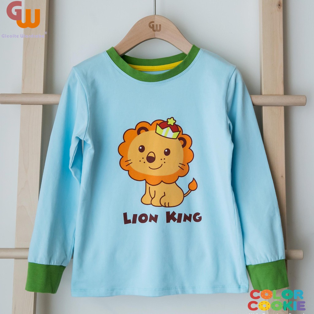 GW Gleoite Wardrobe baju tidur anak laki laki piyama katun bayi anak singa raja piyama lengan panjan-3
