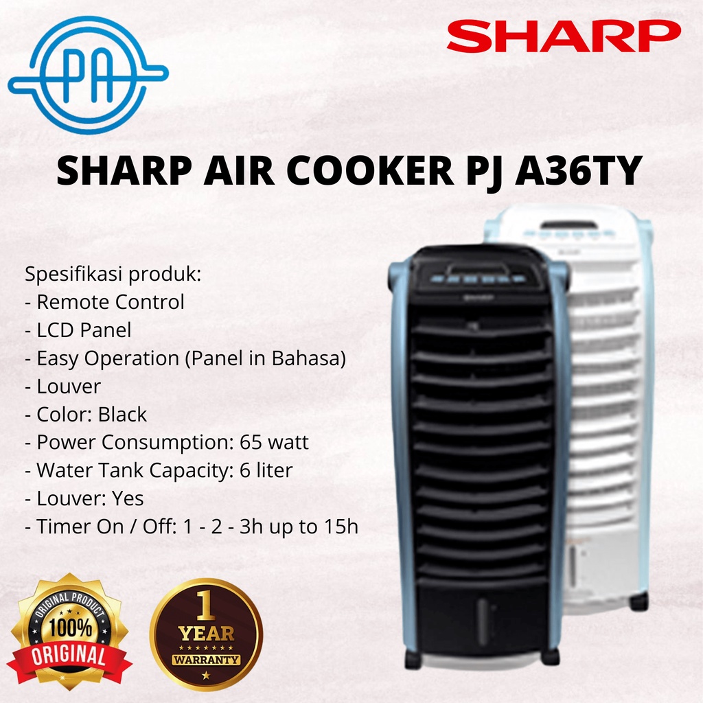 SHARP AIR COOKER PJA36TY PJA 36 TY PJ-A36TY ARMA HITAM ADA REMOT