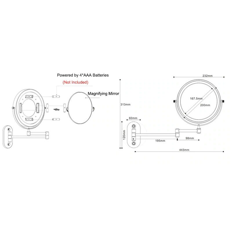 Cermin Make Up Lampu LED Double Side 7X Magnification - WM01