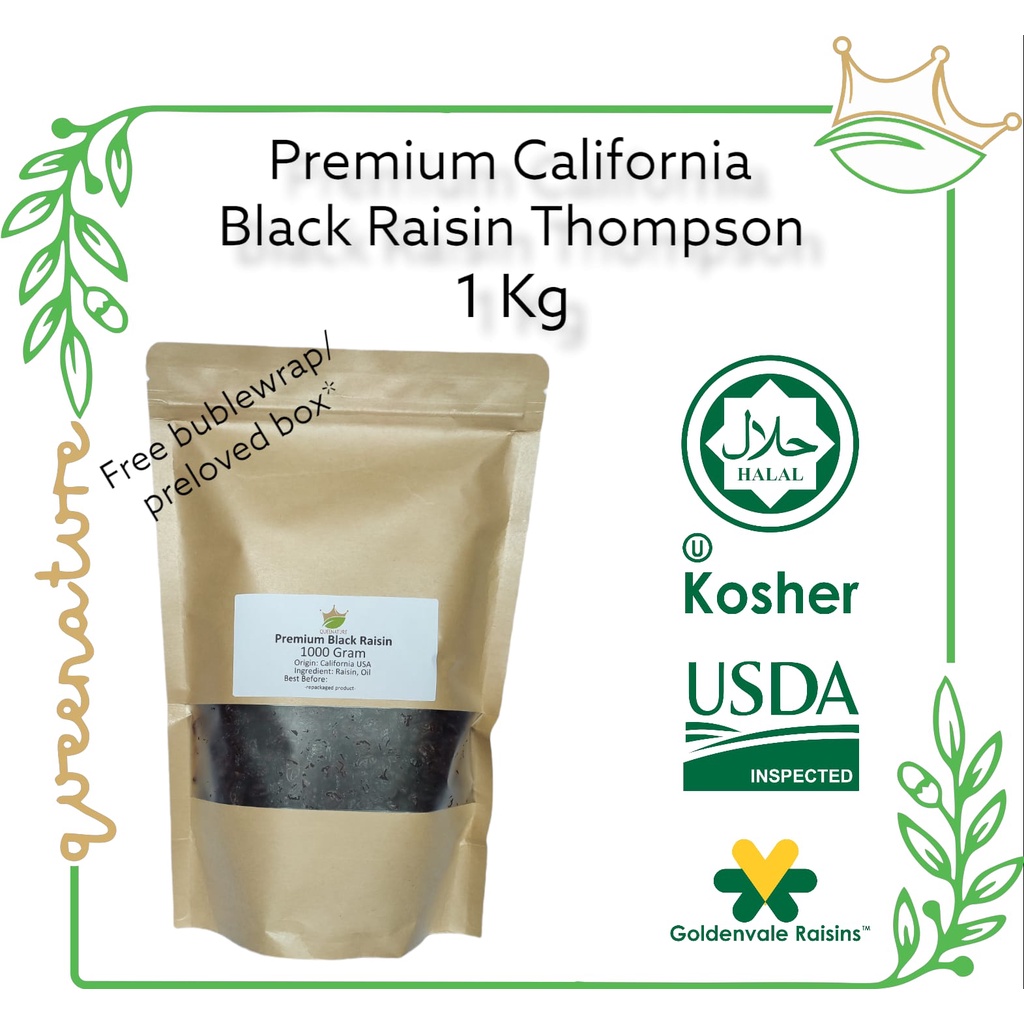 California Black Raisin 1000 Gram / Kismis Hitam Pekat Premium USA